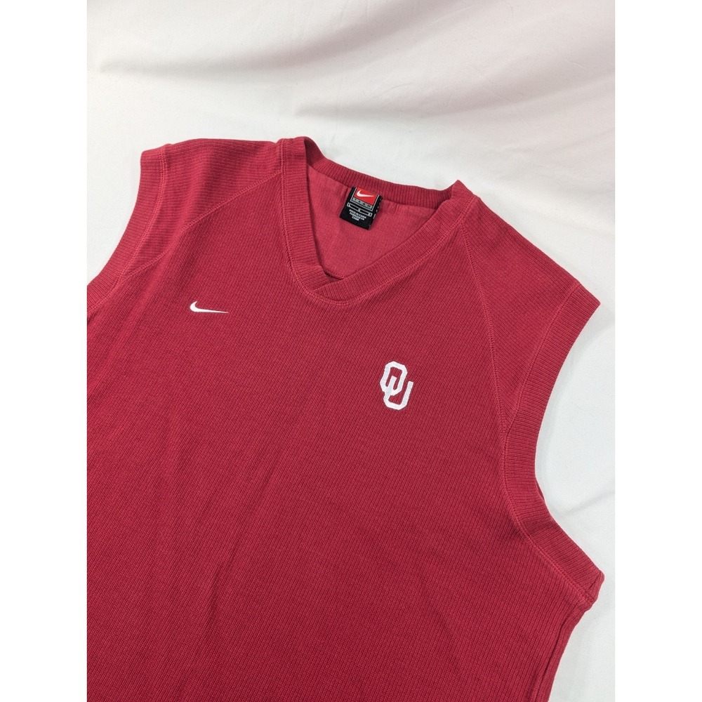 VTG Oklahoma Sooners Sweater Vest Men's XL Red Nike Team Scarlet Pullover
